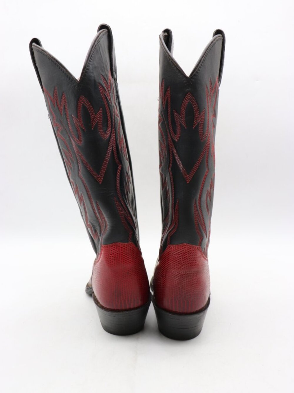 Justin Western Exotic Black Red Lizard Reptile Leather Boots Women’s 6 B USA - Picture 5 of 9